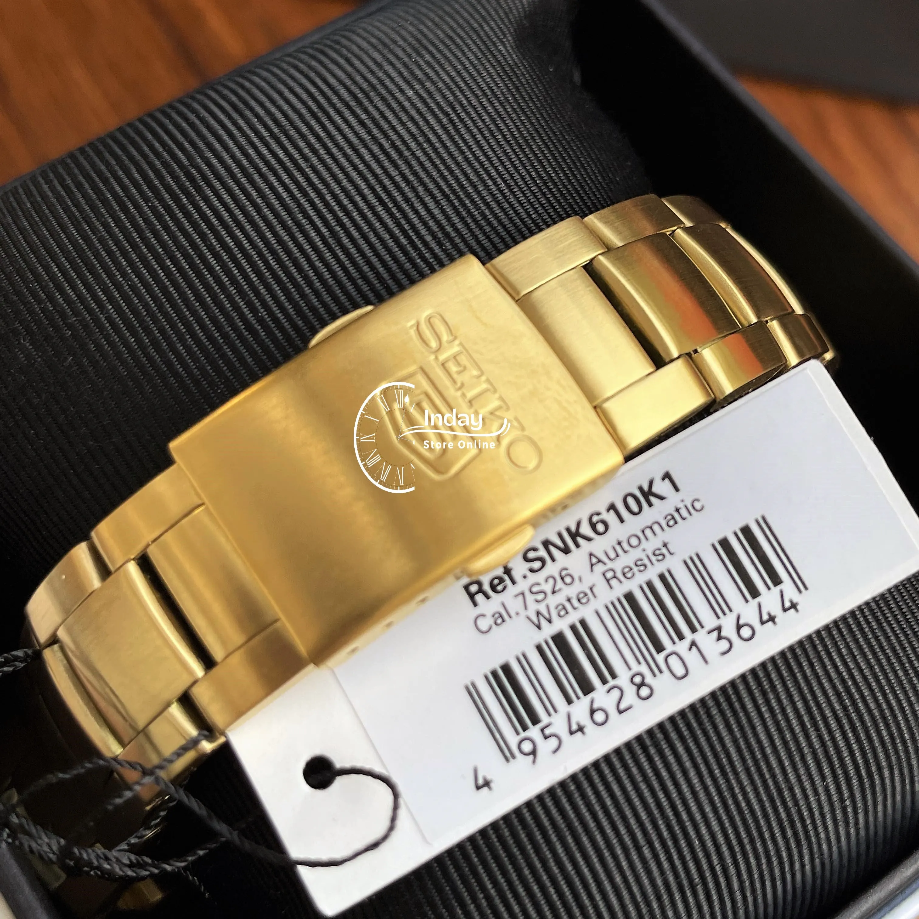 Seiko Automatic Men's Watch SNK610K1 Gold Tone Stainless Steel See Through Case Back