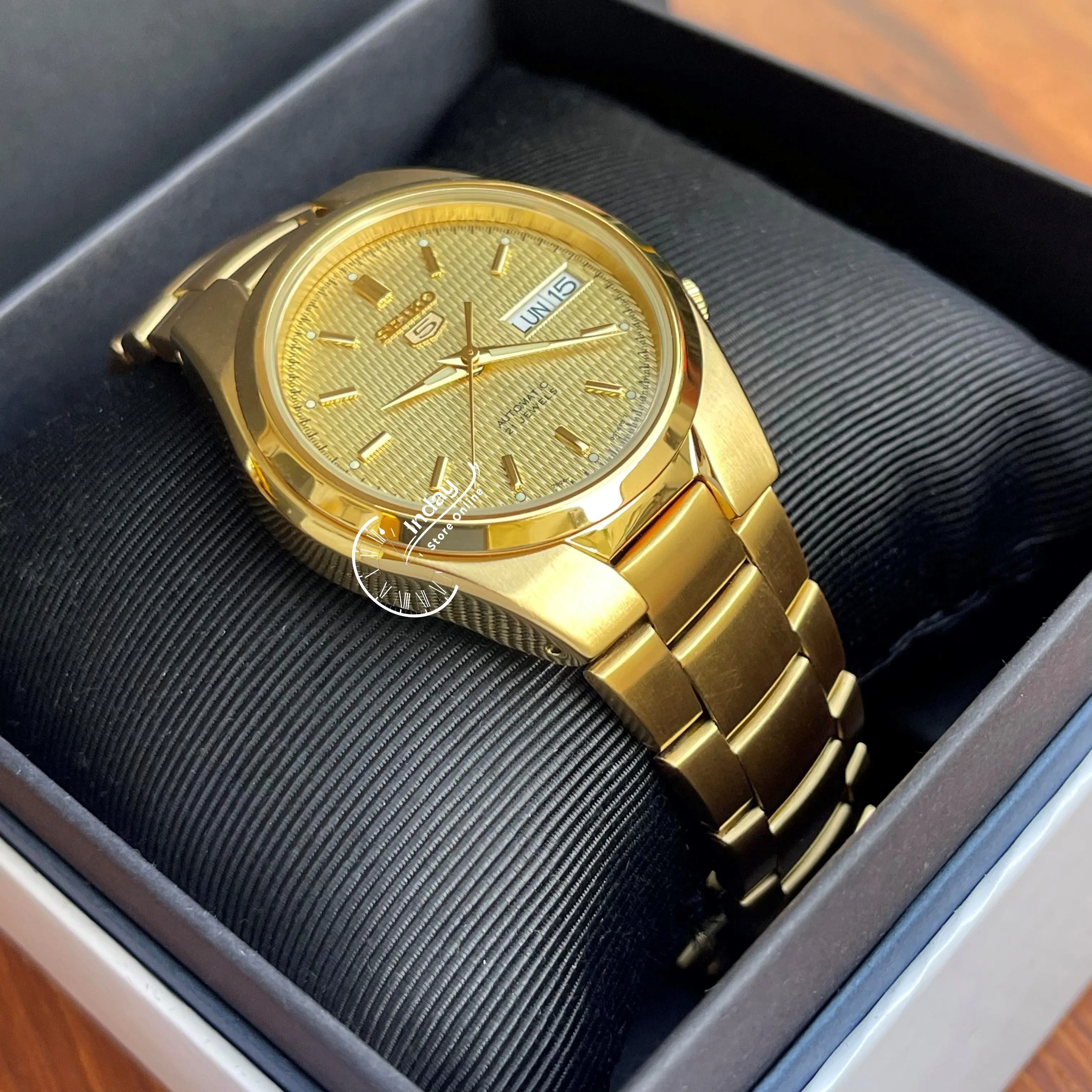 Seiko Automatic Men's Watch SNK610K1 Gold Tone Stainless Steel See Through Case Back