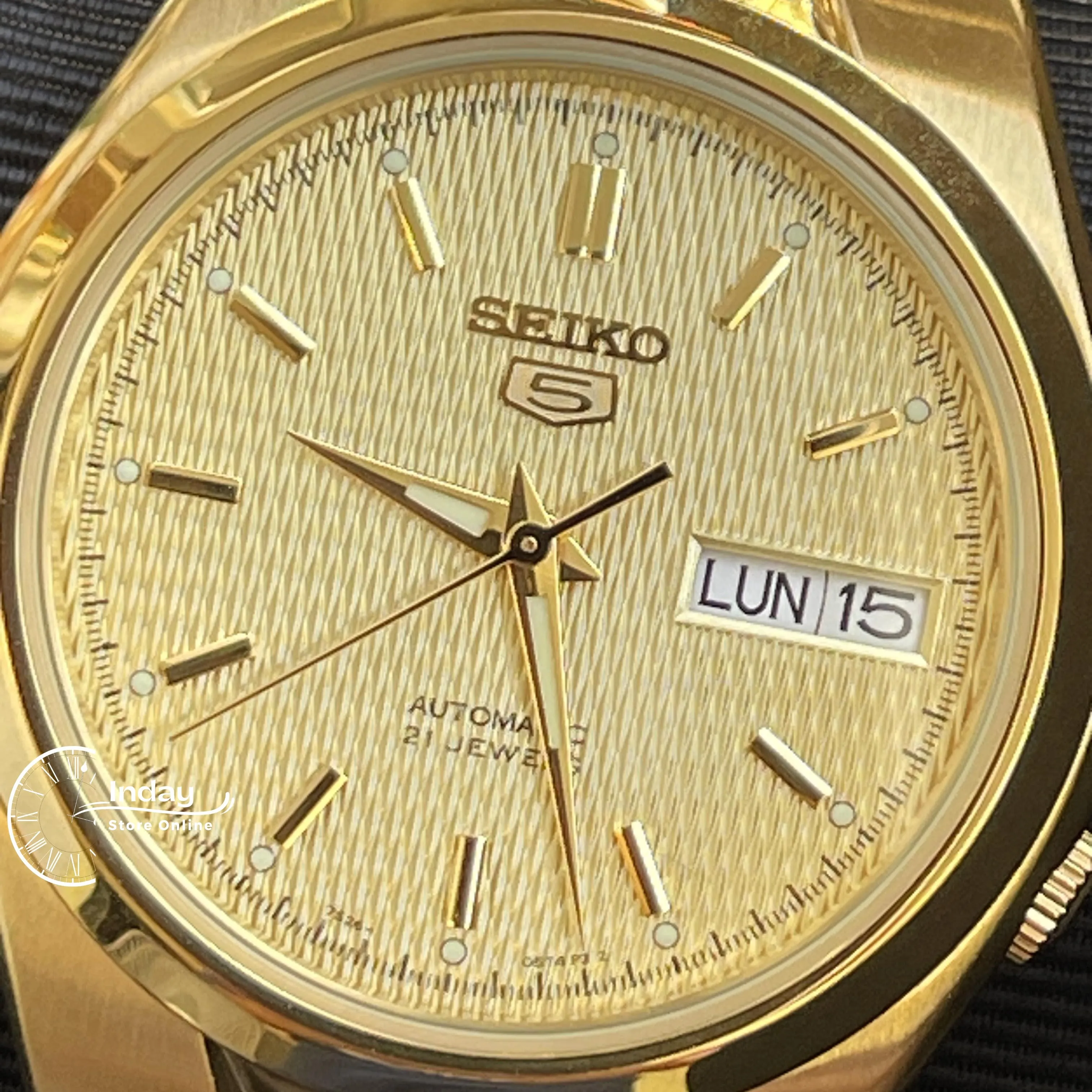 Seiko Automatic Men's Watch SNK610K1 Gold Tone Stainless Steel See Through Case Back