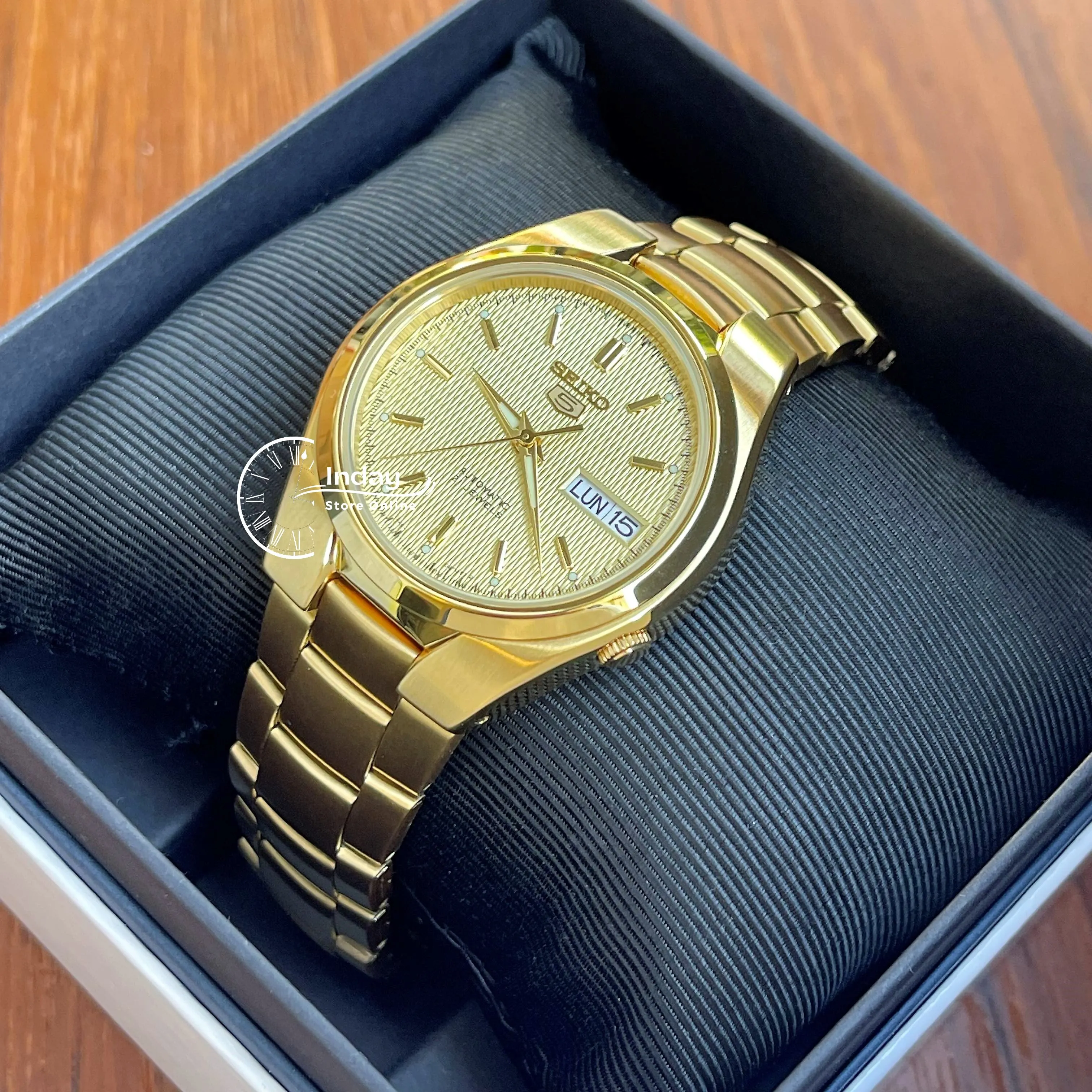 Seiko Automatic Men's Watch SNK610K1 Gold Tone Stainless Steel See Through Case Back