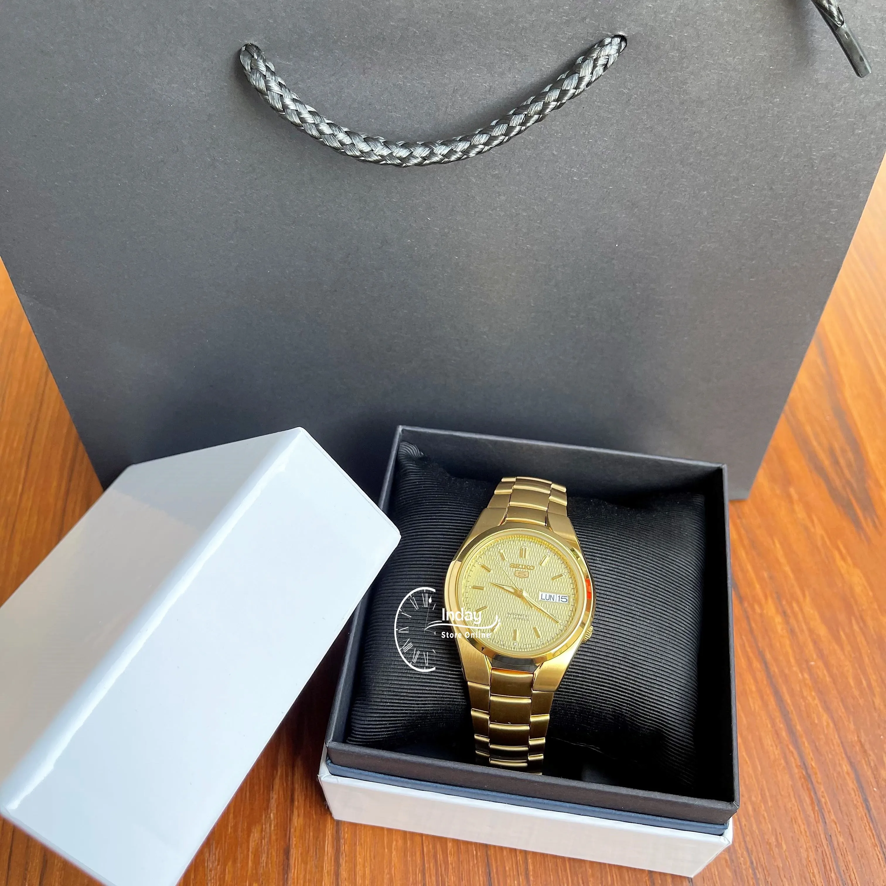 Seiko Automatic Men's Watch SNK610K1 Gold Tone Stainless Steel See Through Case Back