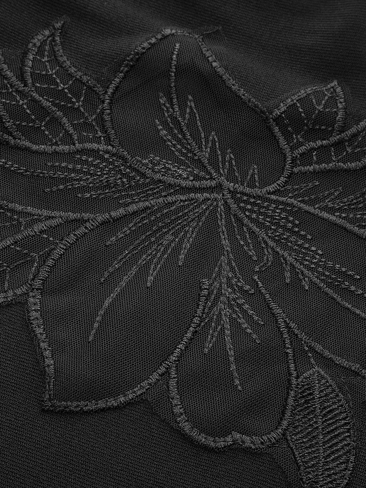 Semi-Sheer Mesh-Floral Slim Jersey Top