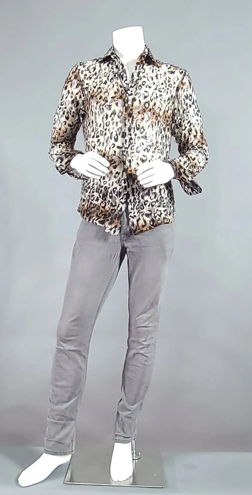Sheer Leopard Button Down