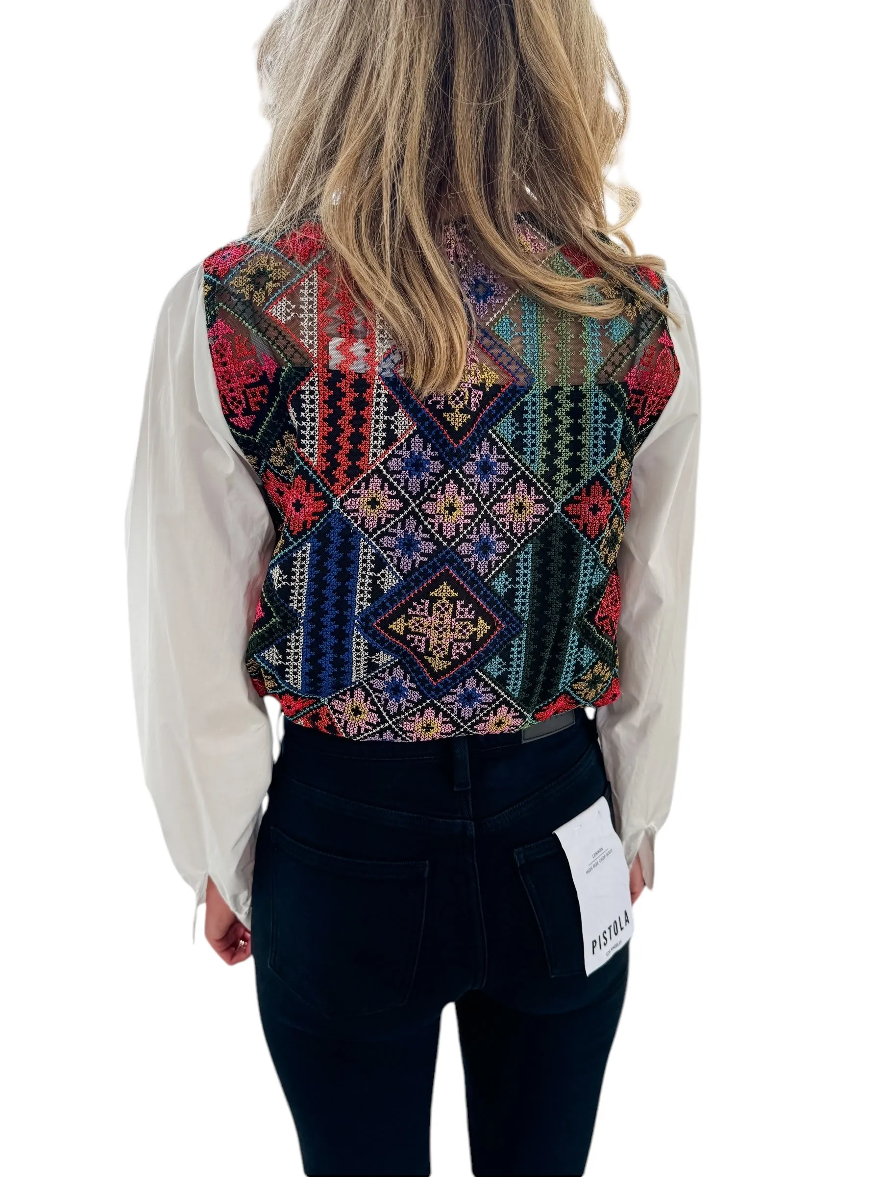 Shirt of Many Colors Embroidered Patchwork Blouse