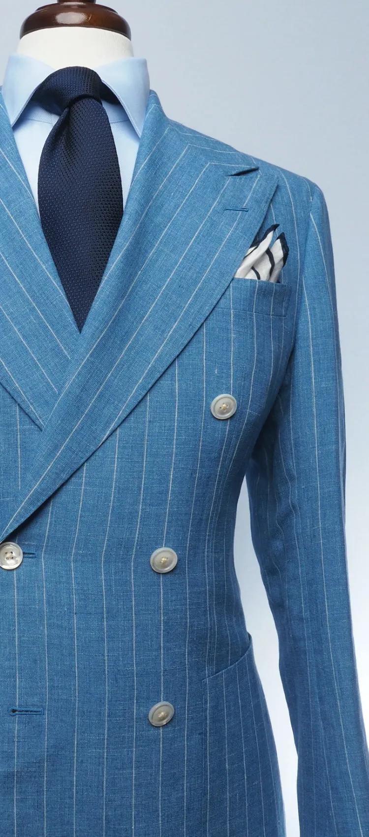Sky Blue Linen & Pale Stripe Suit