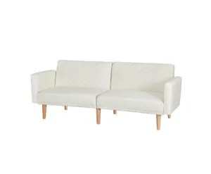 Sofa Bed 195CM Beige Faux Linen