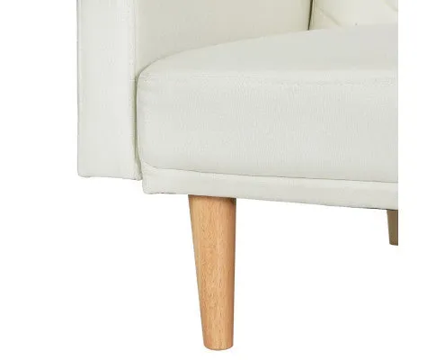 Sofa Bed 195CM Beige Faux Linen