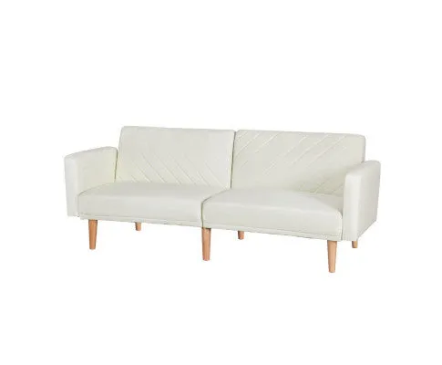 Sofa Bed 195CM Beige Faux Linen