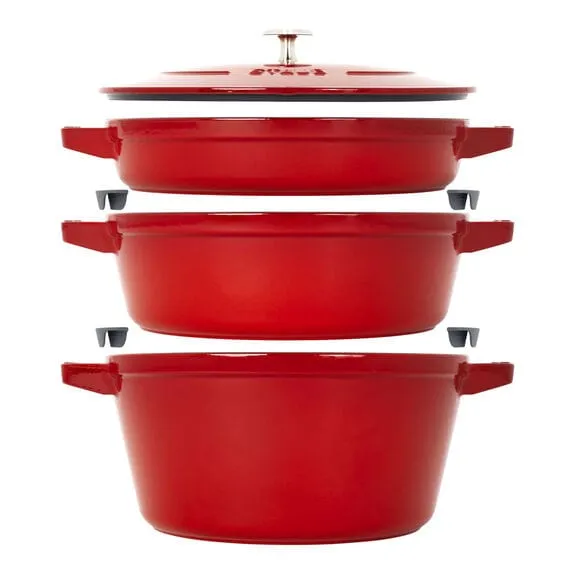 Staub 4pc Cast Iron Stackable Set Cherry STB-14582406