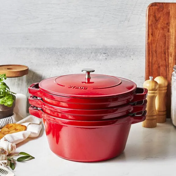 Staub 4pc Cast Iron Stackable Set Cherry STB-14582406