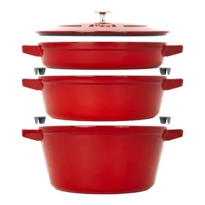 Staub 4pc Cast Iron Stackable Set Cherry STB-14582406