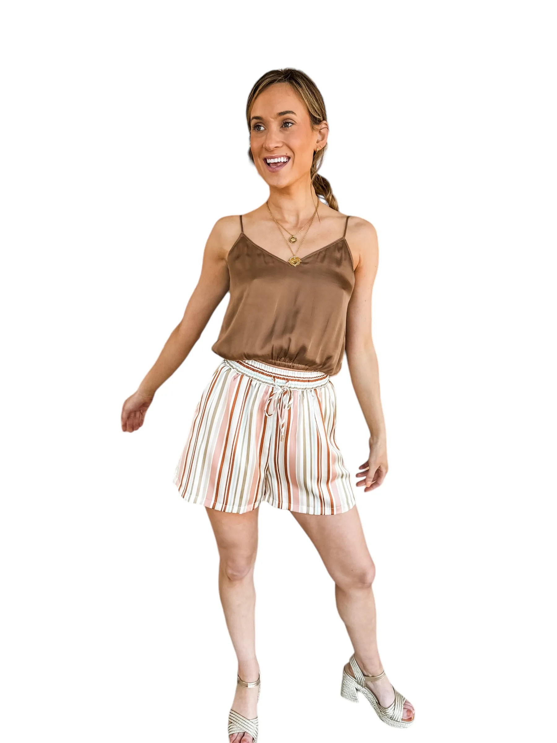 Stripe a Pose Striped Satin Shorts