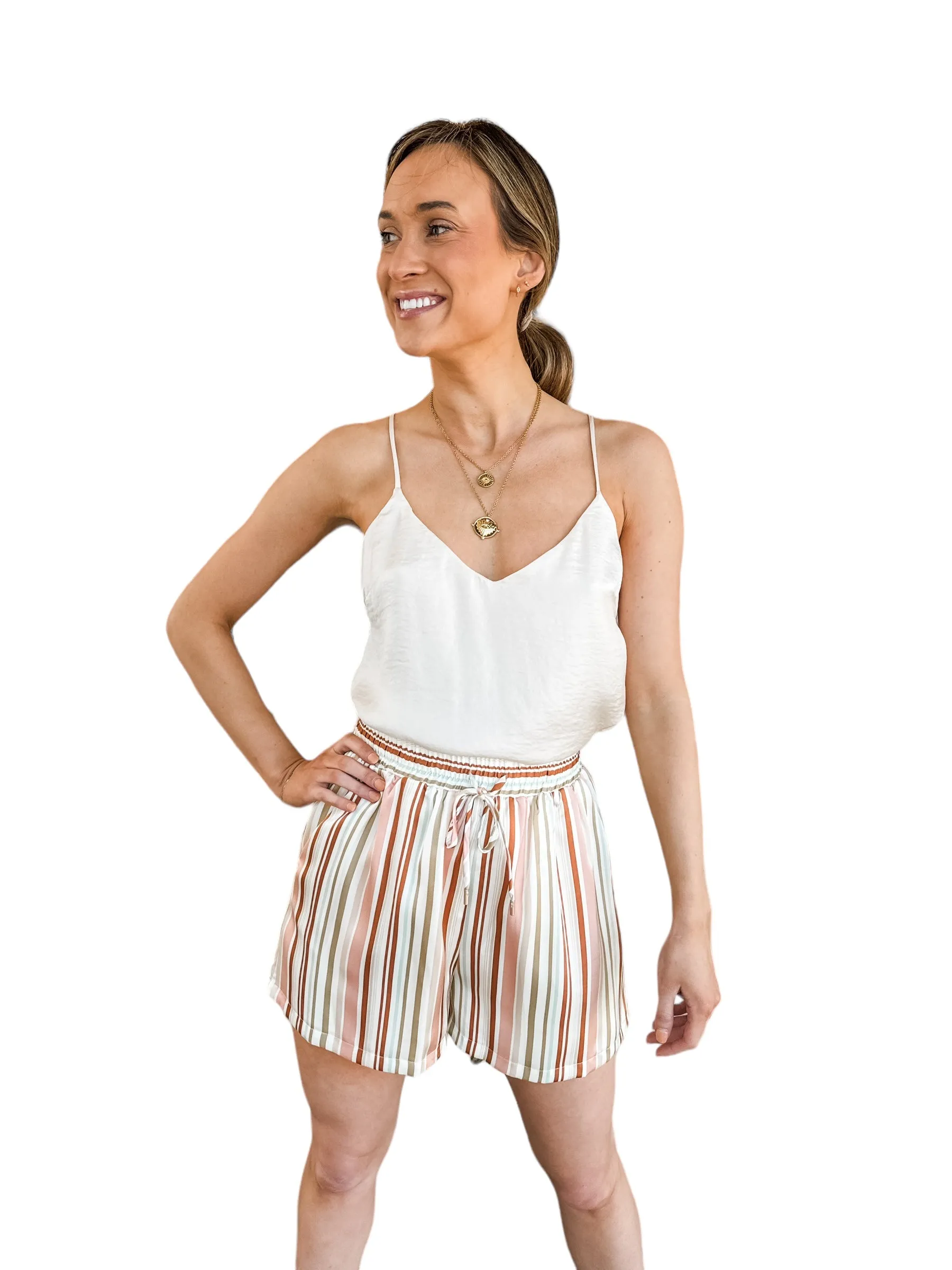 Stripe a Pose Striped Satin Shorts