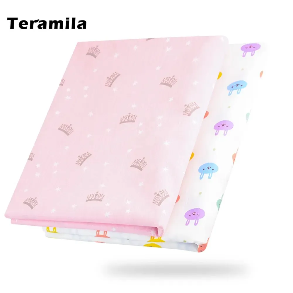 Teramila Pink Crown Style 100% Twill Cotton Fabric for Art Craft Sewing Home Textile Bedding Set Patchwork Material By the Meter