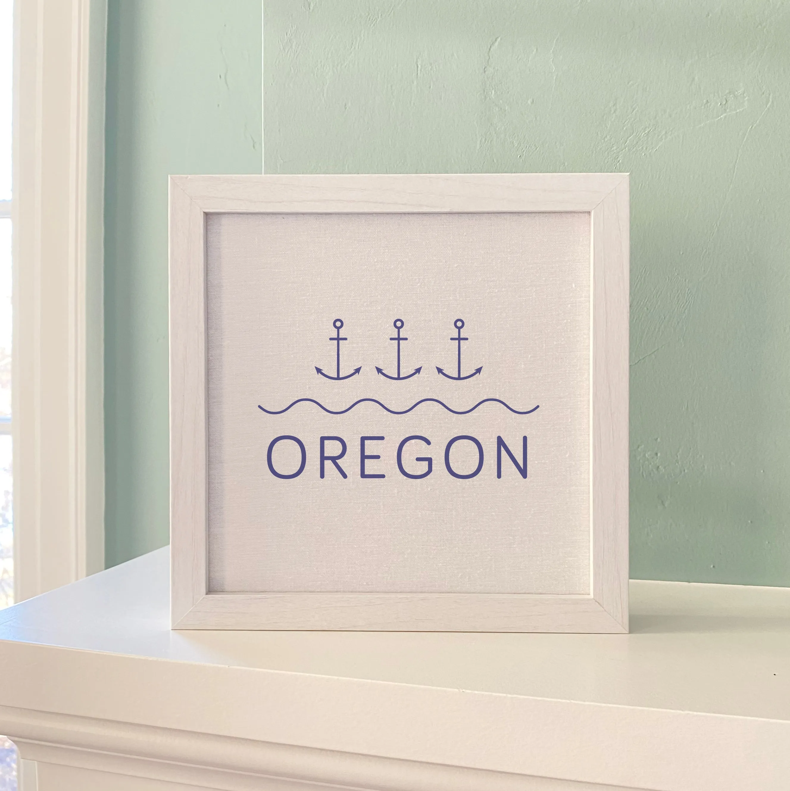 Three Anchors w/ State - Framed Sign