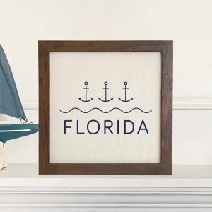 Three Anchors w/ State - Framed Sign