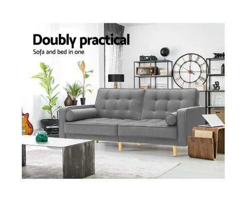 Three Seater Tufted Plush Sofa - Grey