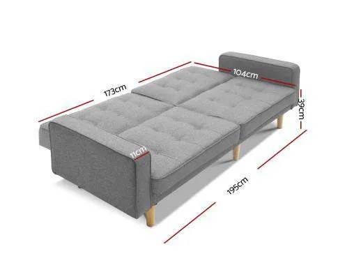 Three Seater Tufted Plush Sofa - Grey