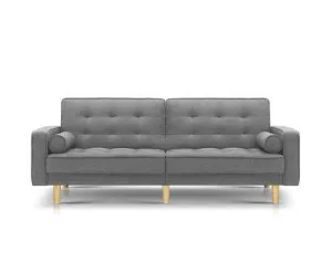 Three Seater Tufted Plush Sofa - Grey