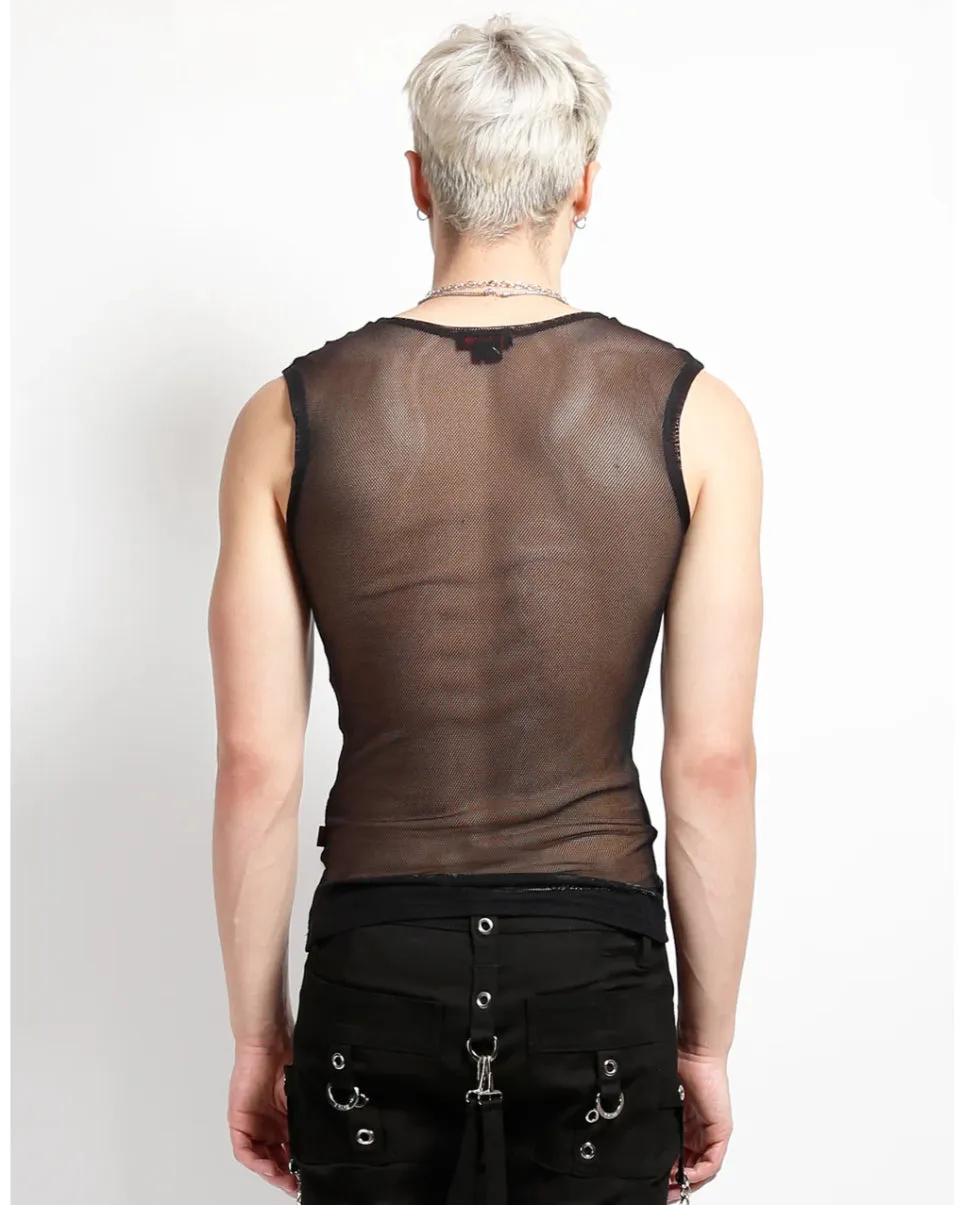Tripp NYC Unisex Black Fishnet Muscle Tank