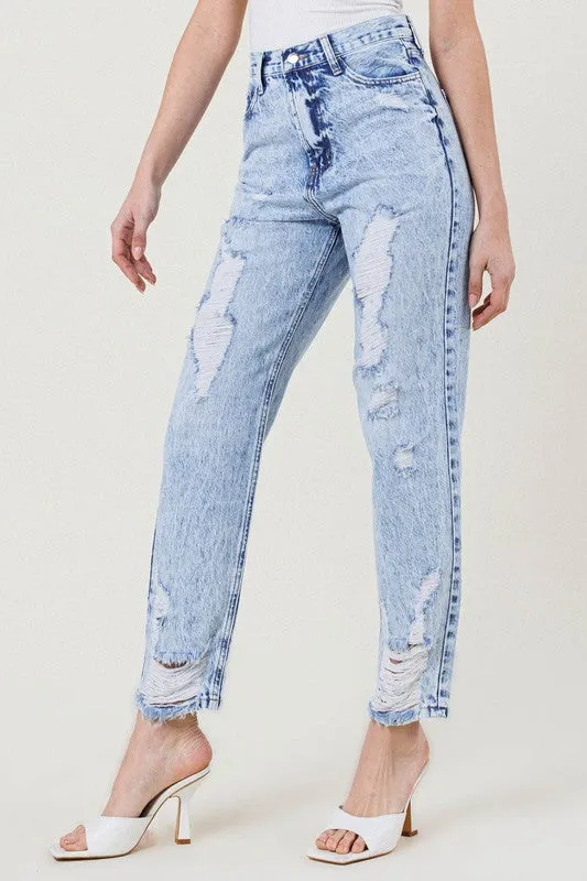 Vibrant M.i.U HIGH WAISTED STRAIGHT LEG IN VINTAGE ACID WASH