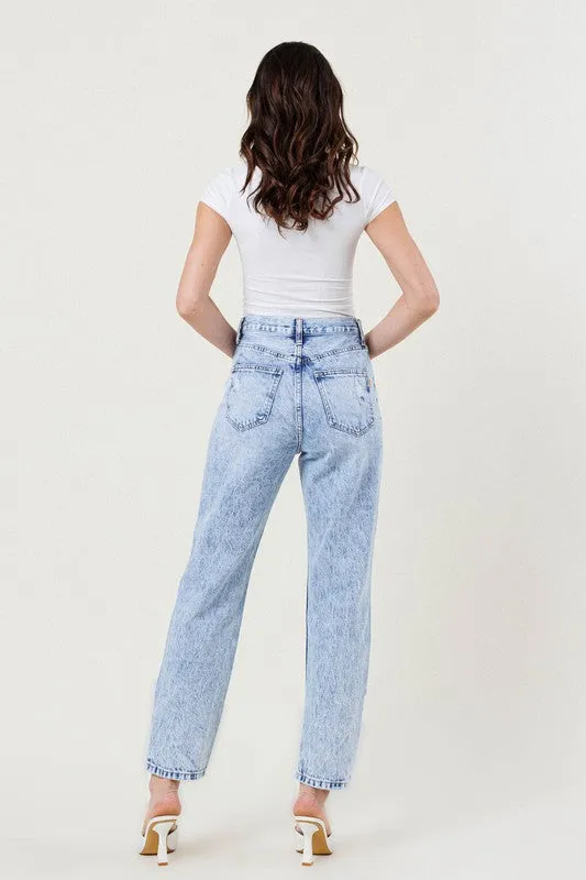Vibrant M.i.U HIGH WAISTED STRAIGHT LEG IN VINTAGE ACID WASH