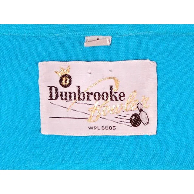 Vintage Mens Rayon Bowling Shirt Turquoise 3245th Camron Large