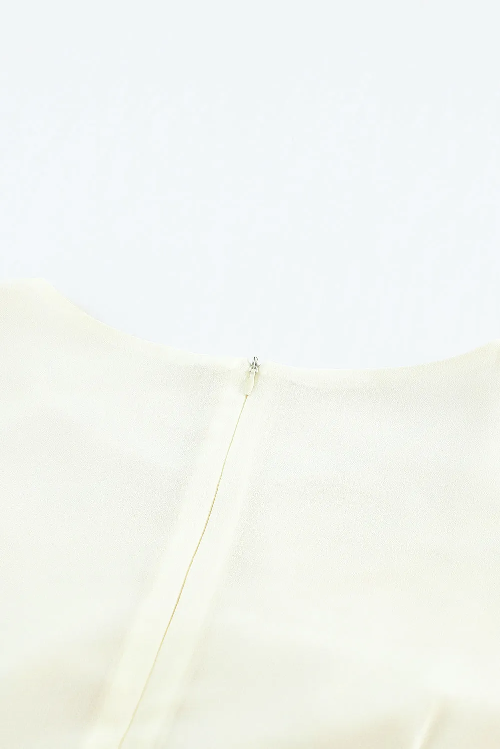White Floral Mesh Splicing Lined Flowy Dress