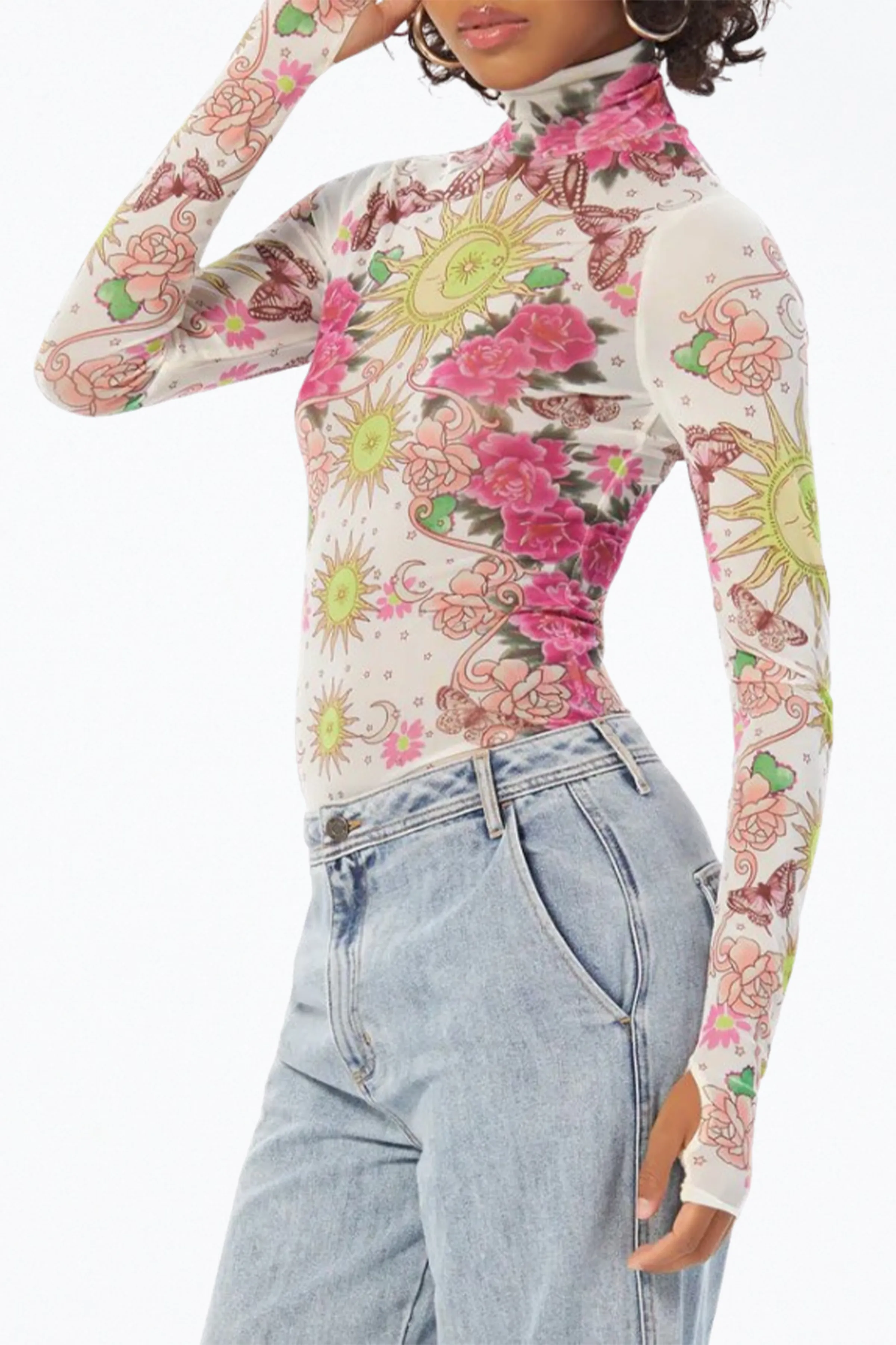 ZADIE POWER MESH TURTLENECK TOP