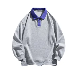 ZAFUL Men's Long Sleeve Polo Shirts Color Spliced Polo Collar Sweatshirt Casual Golf Patchwork Shirts Tops